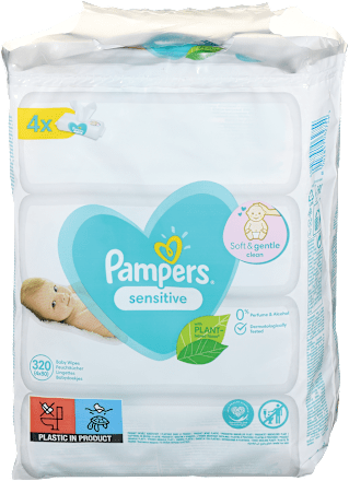 Vlhčené utierky Sensitive - 4 x 80 Pampers