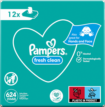 Vlhčené utierky Fresh Clean - 12 x 52 Pampers