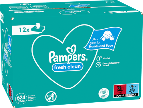 Vlhčené utierky Fresh Clean - 12 x 52 Pampers