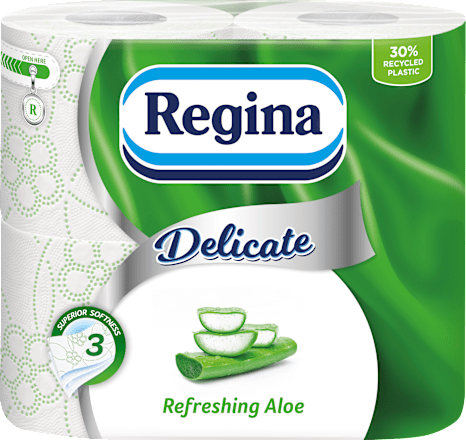 Delicate toalettpapír, Aloe Vera, 4 tekercs, 3 rétegű Regina