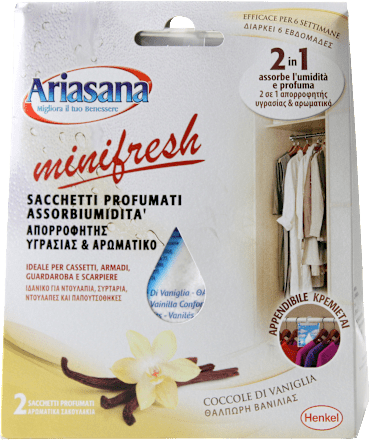 Sacchetti profumati assorbiumidità vaniglia minifresh Ariasana