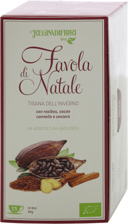Tisana biologica dell'inverno Favola di Natale con rooibos, cacao, cannella e zenzero REGINADIFIORI