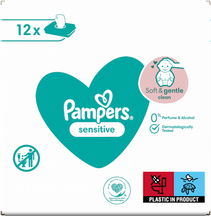 Vlhčené utierky Sensitive - 12 x 52 Pampers