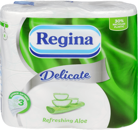 Delicate toalettpapír, Aloe Vera, 4 tekercs, 3 rétegű Regina
