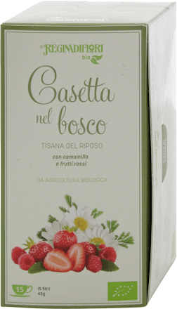 Tisana biologica Casetta nel Bosco con camomilla e frutti rossi REGINADIFIORI