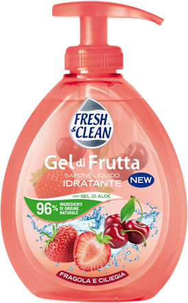 Sapone liquido alla fragola e ciliegia Gel di Frutta  FRESH & CLEAN