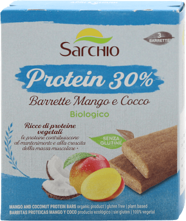 Barrette proteiche mango e cocco Sarchio