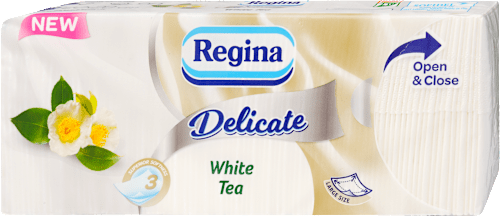 Papír zsebkendő, Delcate, White Tea, 3 rétegű Regina