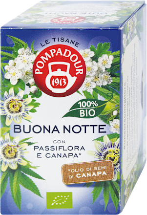 Tisana bio buonanotte con passiflora e canapa POMPADOUR
