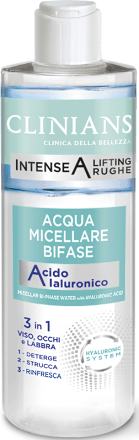 Acqua micellare bifase con acido ialuronico Intense A Lifting rughe CLINIANS