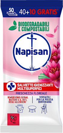 Salviette igienizzanti multisuperfici Freschezza Floreale Napisan