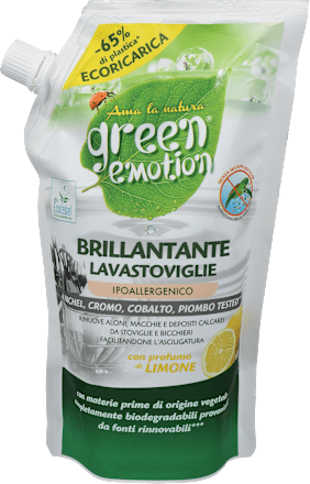 Sredstvo za izpiranje pomivalnega stroja z vonjem limone, polnilo Green emotion