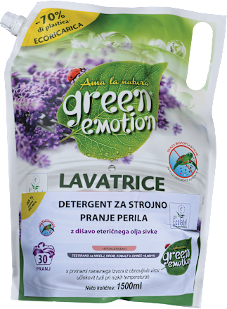 Tekoči detergent za pranje perila z vonjem sivke, polnilo Green emotion