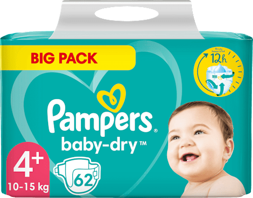 Windeln Baby Dry Gr.4+ Maxi Plus (10-15 kg), Big Pack Pampers