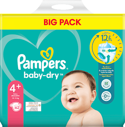 Windeln Baby Dry Gr.4+ Maxi Plus (10-15 kg), Big Pack Pampers