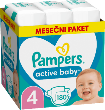 Plenice velikost 4 - mesečno pakiranje (9-14 kg) Pampers active baby