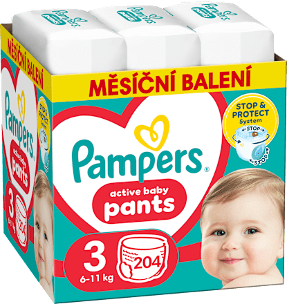 plenkové kalhotky, měsíční box, velikost 3 Pampers active baby