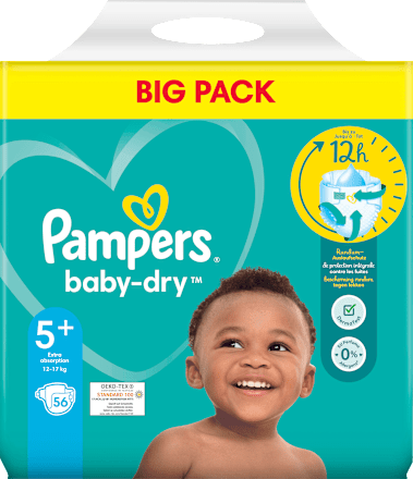Windeln Baby Dry Gr.5+ Junior Plus (12-17 kg), Big Pack Pampers