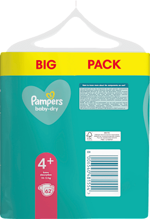 Windeln Baby Dry Gr.4+ Maxi Plus (10-15 kg), Big Pack Pampers