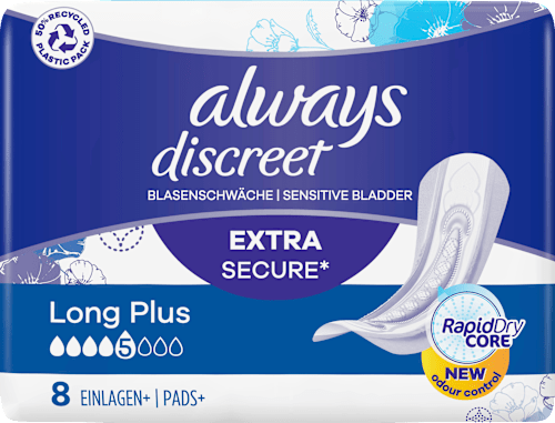 discreet Einlagen+ bei Blasenschwäche Long Plus always