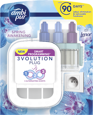 Odświeżacz elektryczny 3Volution z wkładem Lenor Spring Awakening 20 ml, zestaw ambi pur
