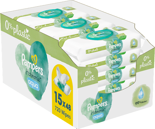 Harmonie aqua vlhčené ubrousky 15x48 ks Pampers Harmonie