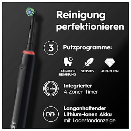 Pro 3 3900 Elektrische Zahnbürste mit 2. Handstück schwarz Oral-B