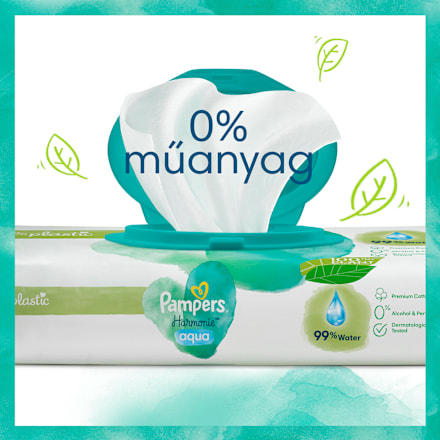 Nedves törlőkendő, Aqua, 15x48 db Pampers Harmonie
