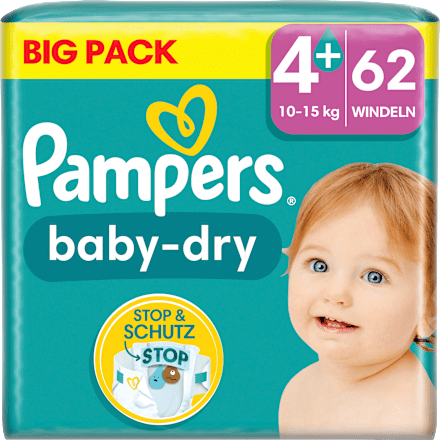 Windeln Baby Dry Gr.4+ Maxi Plus (10-15 kg), Big Pack Pampers