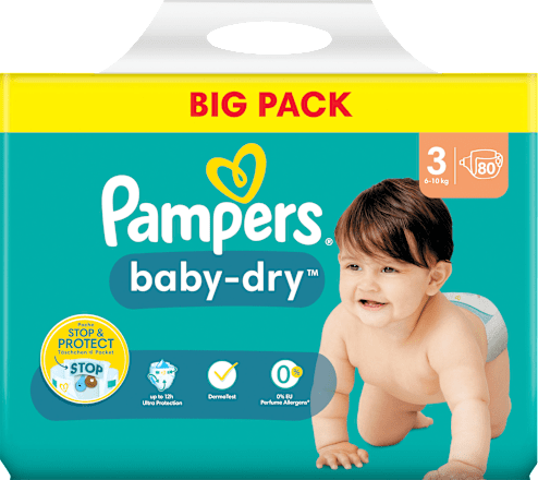 Windeln Baby Dry Gr. 3 Midi (6-10 kg), Big Pack Pampers