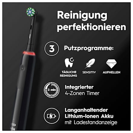 Elektrische Zahnbürste Pro 3 3000 Cross Action Black Oral-B