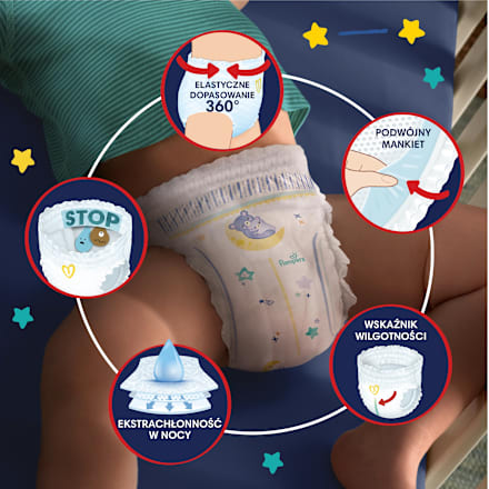 Pieluchomajtki na noc rozmiar 4, 9-15 kg Pampers