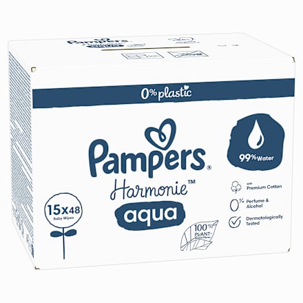 Nedves törlőkendő, Aqua, 15x48 db Pampers Harmonie