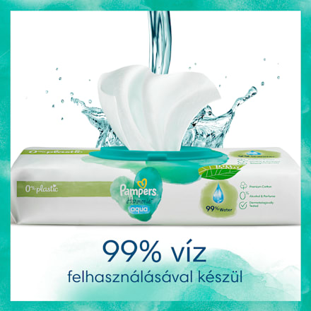 Nedves törlőkendő, Aqua, 9x48 db Pampers Harmonie