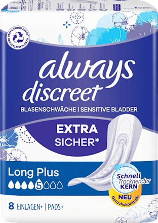 discreet Einlagen+ bei Blasenschwäche Long Plus always