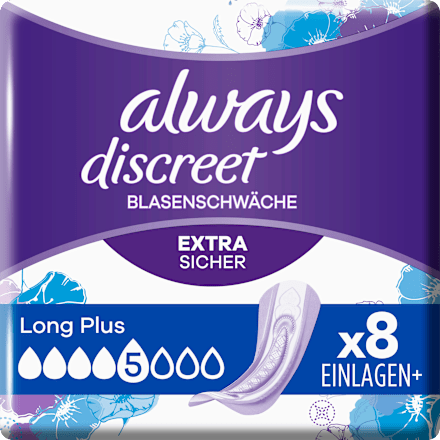 discreet Einlagen+ bei Blasenschwäche Long Plus always