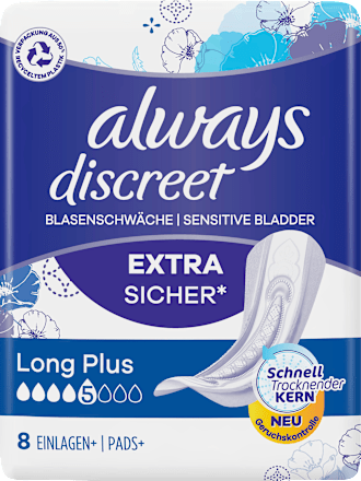 discreet Einlagen+ bei Blasenschwäche Long Plus always