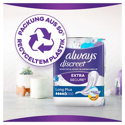 discreet Einlagen+ bei Blasenschwäche Long Plus always