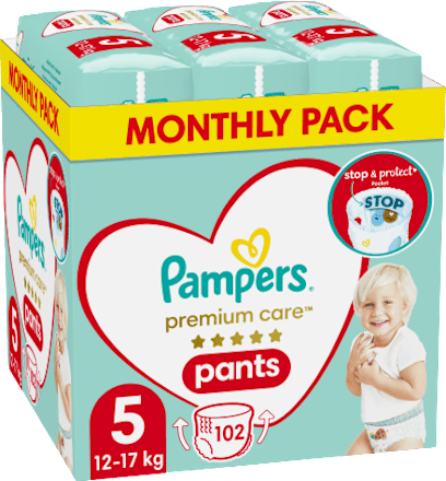 Hlačne plenice velikost 5 - mesečno pakiranje (12-17 kg) Pampers Premium Care