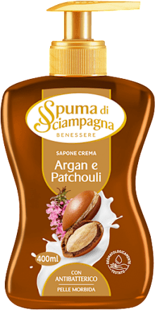Sapone liquido nutriente con olio di argan e patchouli Spuma di Sciampagna