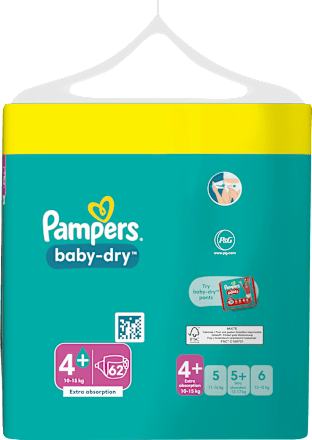 Windeln Baby Dry Gr.4+ Maxi Plus (10-15 kg), Big Pack Pampers