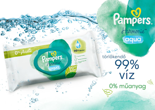 Nedves törlőkendő, Aqua, 15x48 db Pampers Harmonie