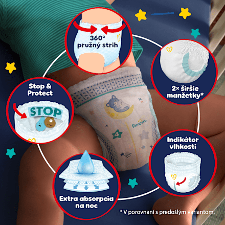 Plienkové nohavičky nočné veľ. 6 (13 kg+) Pampers night pants