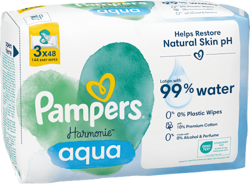 Vlhčené utierky Aqua - 3 x 48 Pampers Harmonie