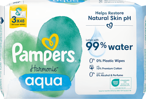 Vlhčené utierky Aqua - 3 x 48 Pampers Harmonie