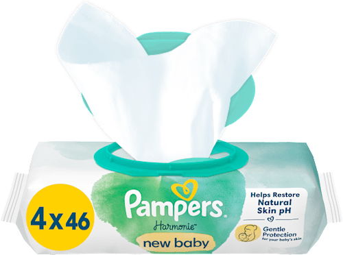 Vlhčené utierky New Baby - 4 x 46 Pampers Harmonie