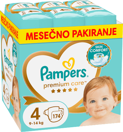 Plenice velikost 4 (9-14 kg), večje pakiranje Pampers Premium Care