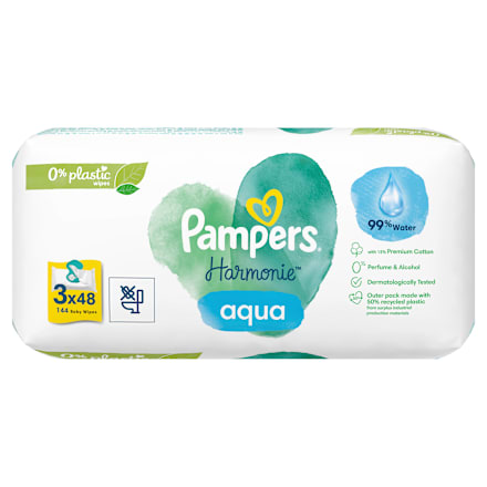 Vlažni robčki aqua, 3 x 48 Pampers Harmonie