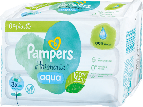 Vlažni robčki aqua, 3 x 48 Pampers Harmonie
