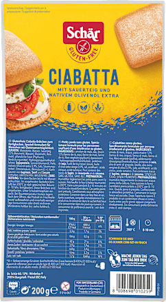 Aufbackbrötchen Ciabatta  glutenfrei (4 Stück) Schär